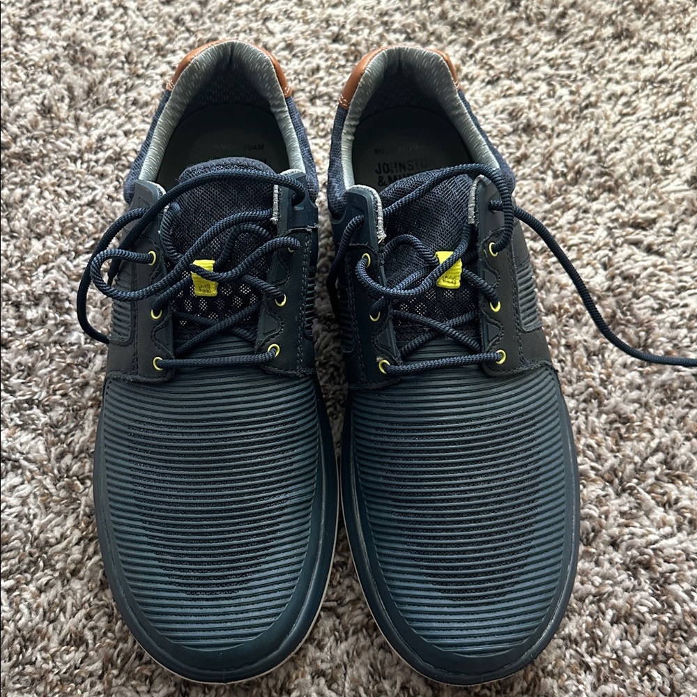 Johnston & Murphy Navy Mesh  Sneakers with Yellow Accents